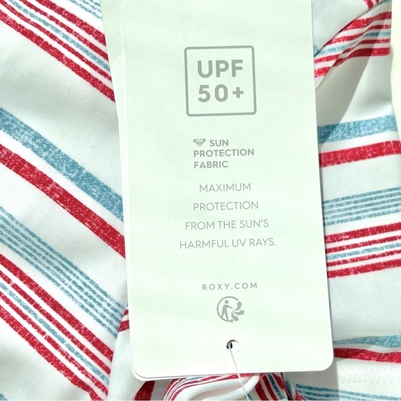 ROXY 2 Piece Bathing Suit Top Tee Bikini Bottom UPF 50+ Fabric Junior's Medium - Picture 13 of 16